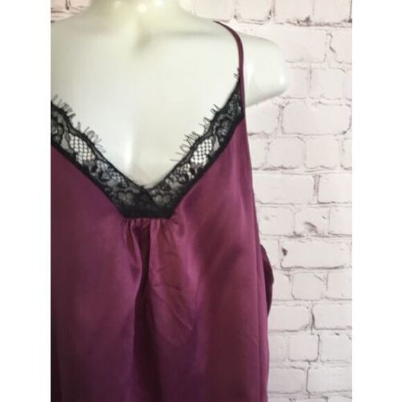 Linea Donatella Noralee Nightgown -Trim Chemise  M Burgundy - Picture 5 of 10